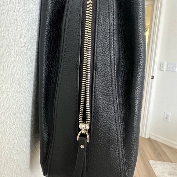 NWOT QUINCE Italian Black Leather Triple Compartment Work Bag - Picture 10 of 13